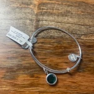 Alex & Ani Emerald Birthstone Charm Bangle, May Silver NWT